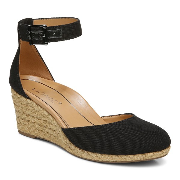 Vionic Sandals Ireland - Amy Wedge Sandal Black - Womens Shoes Online | DXWQK-6847